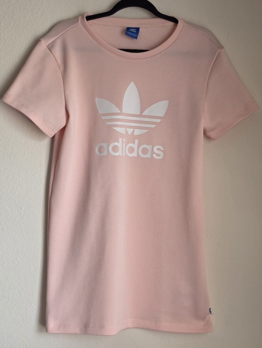 Adidas Originals Pink & White Trefoil T-shirt Dress Size Small Minimalist